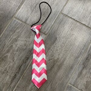New Boys Satin Pink and white Chevron necktie